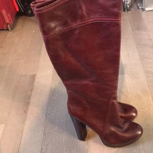 Red leather Vince Camuto boots